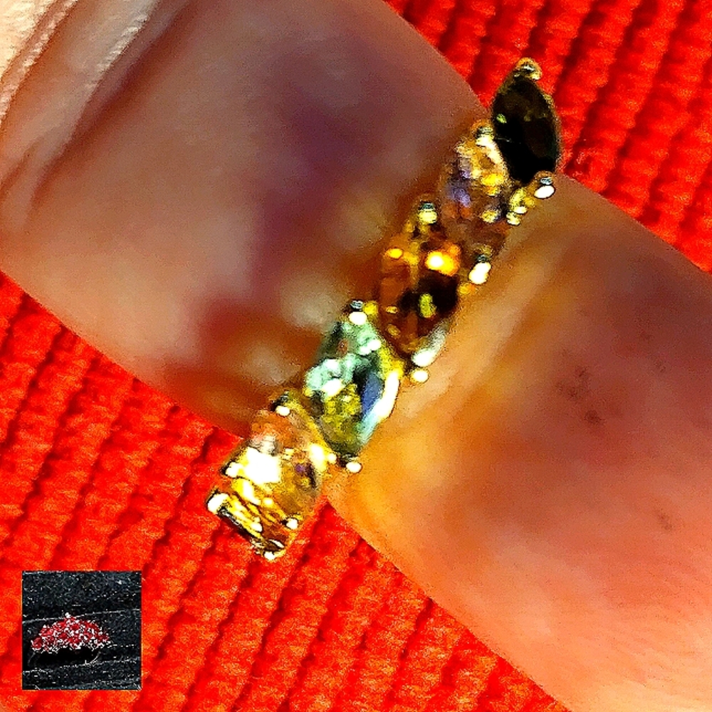 TOURMALINE- 14K/STERLING RING SIZE 2 Sz-5 - OR  SZ-7